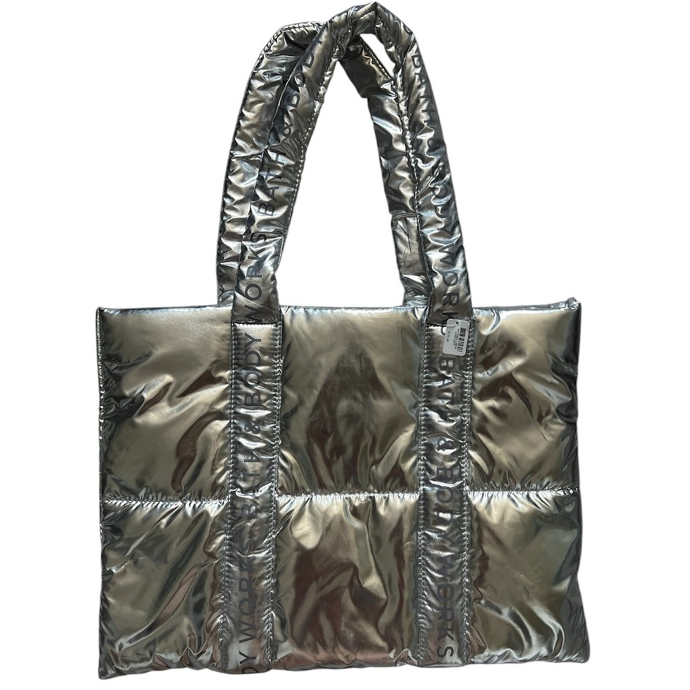 Bath & Body Works Shiny Silver Tote NWT - Picture 7 of 8